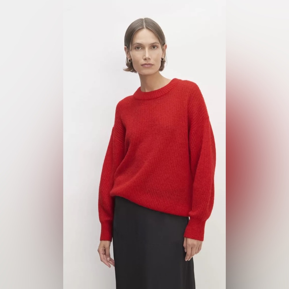 Everlane oversized red alpaca crew